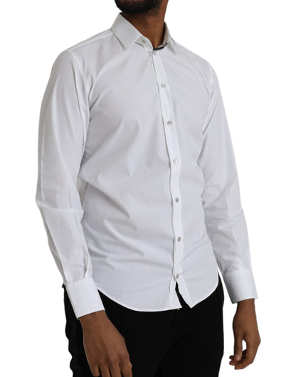 Dolce & Gabbana White Cotton Long Sleeve Dress MARTINI Shirt - IT37 | XS