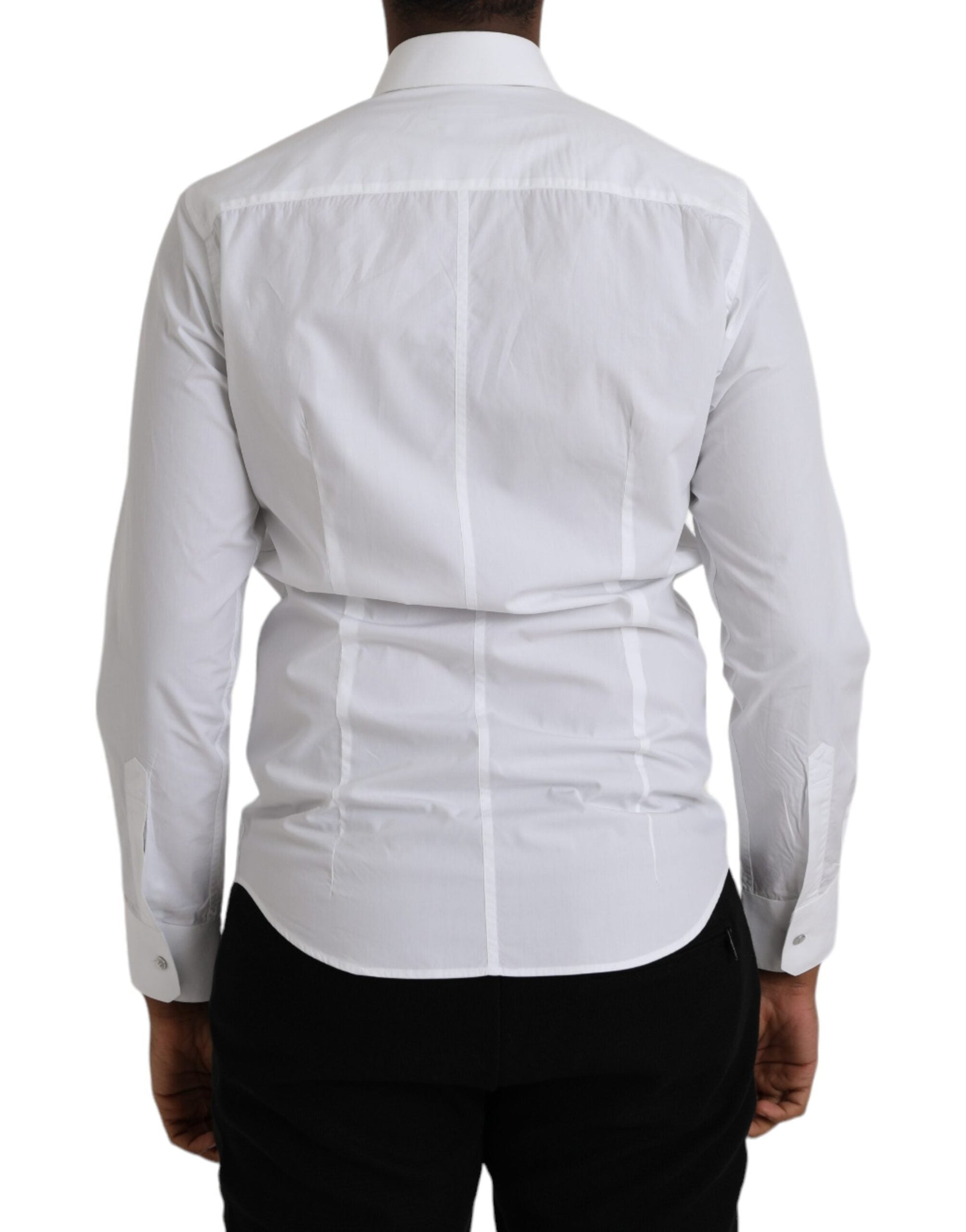 Dolce & Gabbana White Cotton Long Sleeve Dress MARTINI Shirt - IT37 | XS