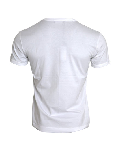 Dolce & Gabbana White Cotton Round Neck Short Sleeve T-shirt - IT54 | XL