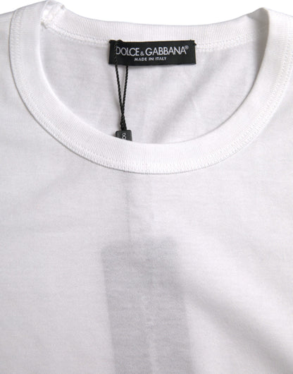 Dolce & Gabbana White Cotton Round Neck Short Sleeve T-shirt - IT54 | XL