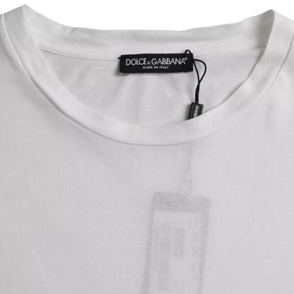 Dolce & Gabbana White Cotton Round Neck Short Sleeve T-shirt - IT60 | 3XL