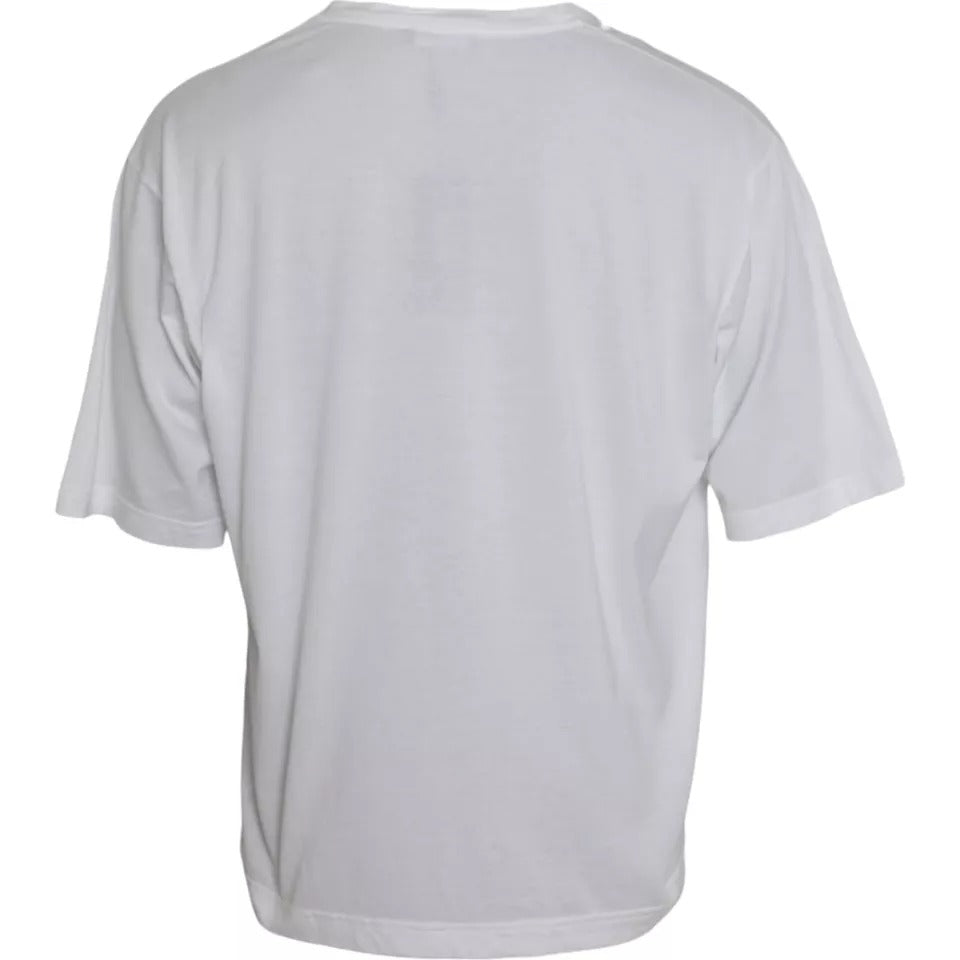 Dolce & Gabbana White Cotton Round Neck Short Sleeve T-shirt - IT60 | 3XL