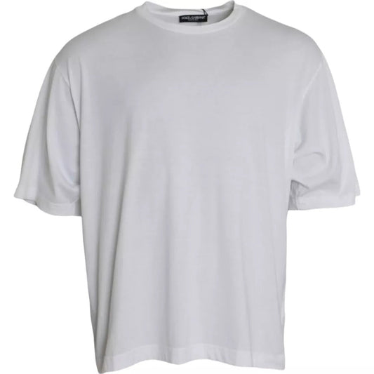 Dolce & Gabbana White Cotton Round Neck Short Sleeve T-shirt - IT60 | 3XL