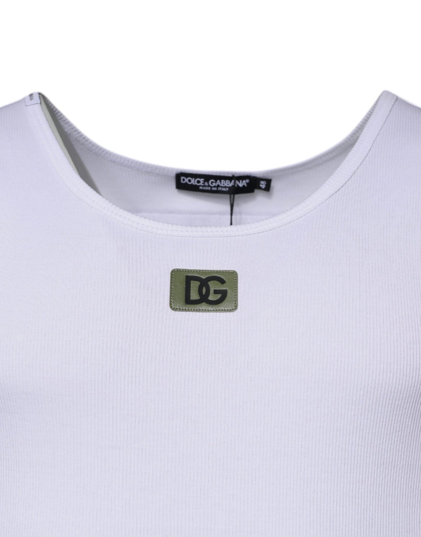 Dolce & Gabbana White Cotton Round Neck Sleeveless T-shirt - IT48 | M