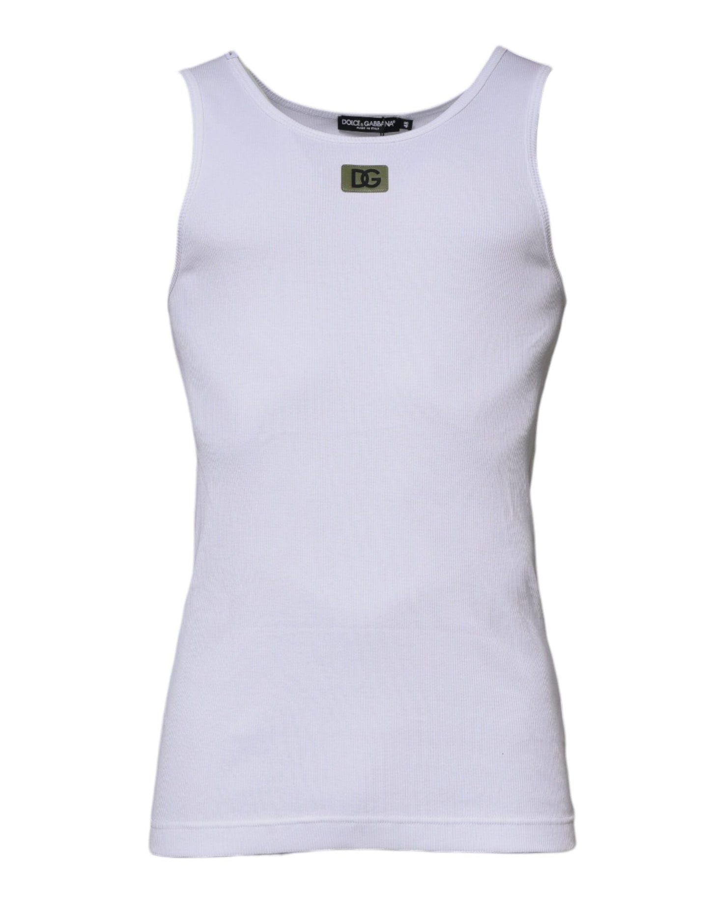 Dolce & Gabbana White Cotton Round Neck Sleeveless T-shirt - IT48 | M