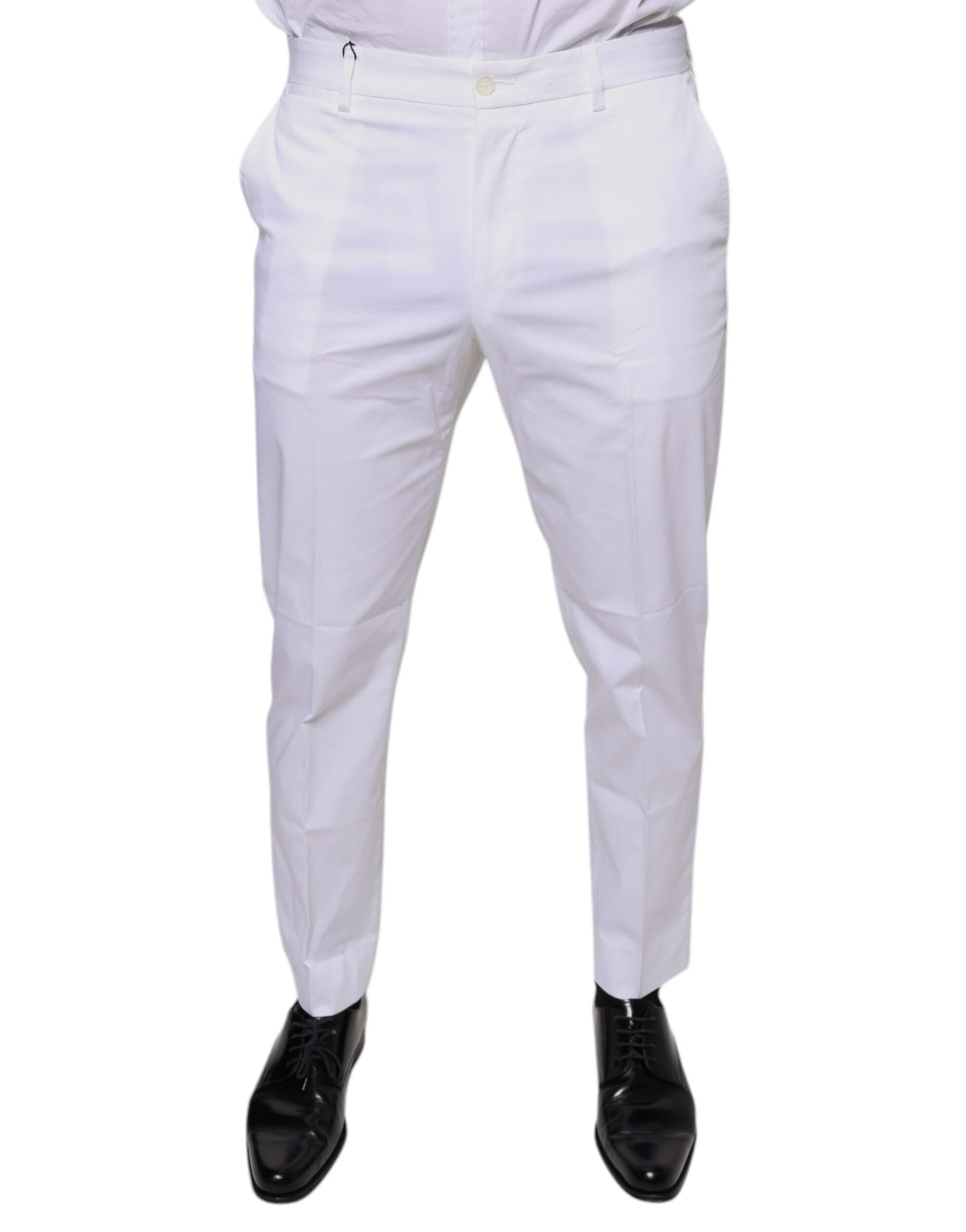 Dolce & Gabbana White Cotton Skinny Dress Pants - IT48 | M