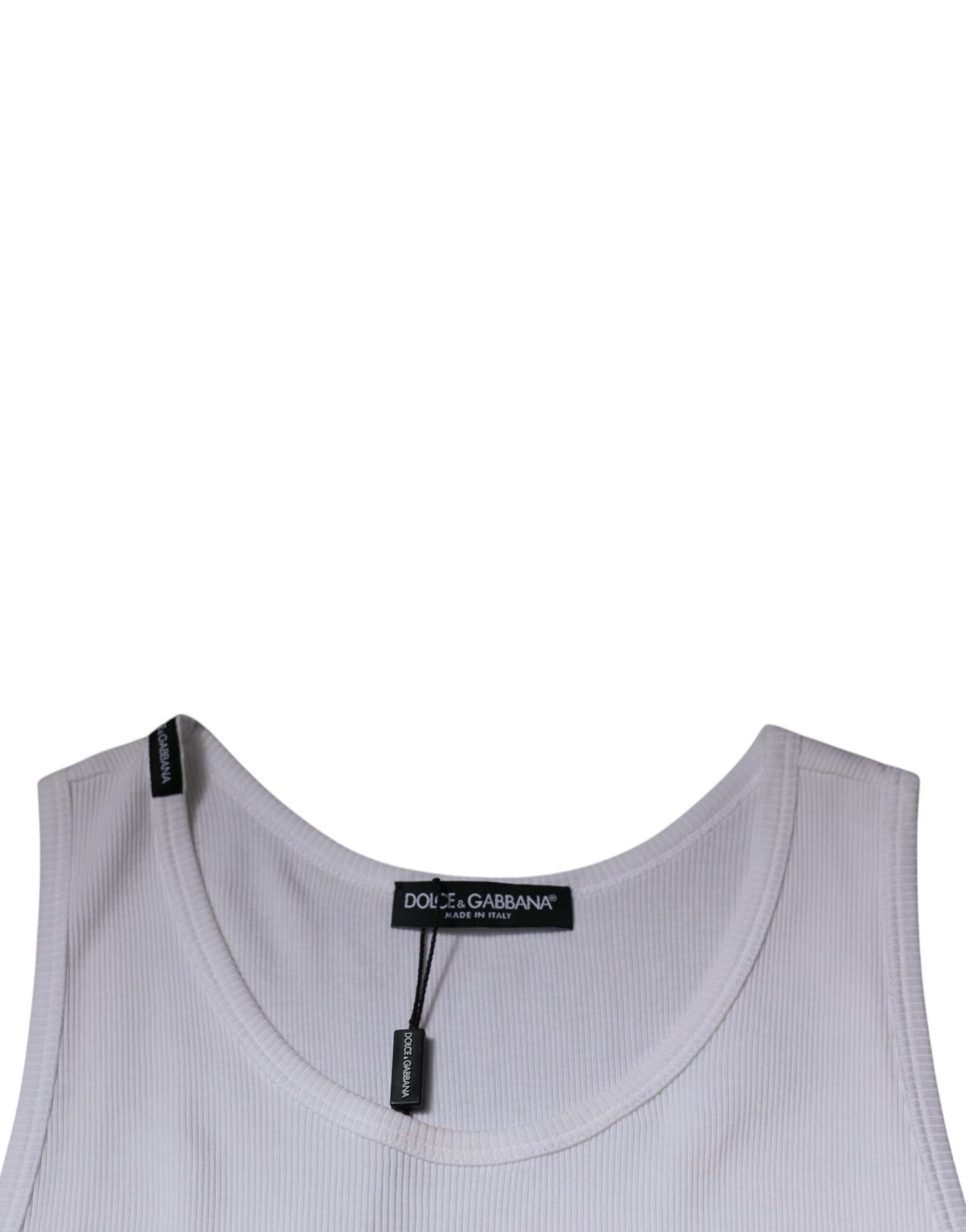 Dolce & Gabbana White Cotton Sleeveless Round Neck Tank T-shirt - IT52 | XL