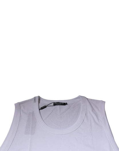 Dolce & Gabbana White Cotton Sleeveless Round Neck Tank T-shirt - IT52 | XL