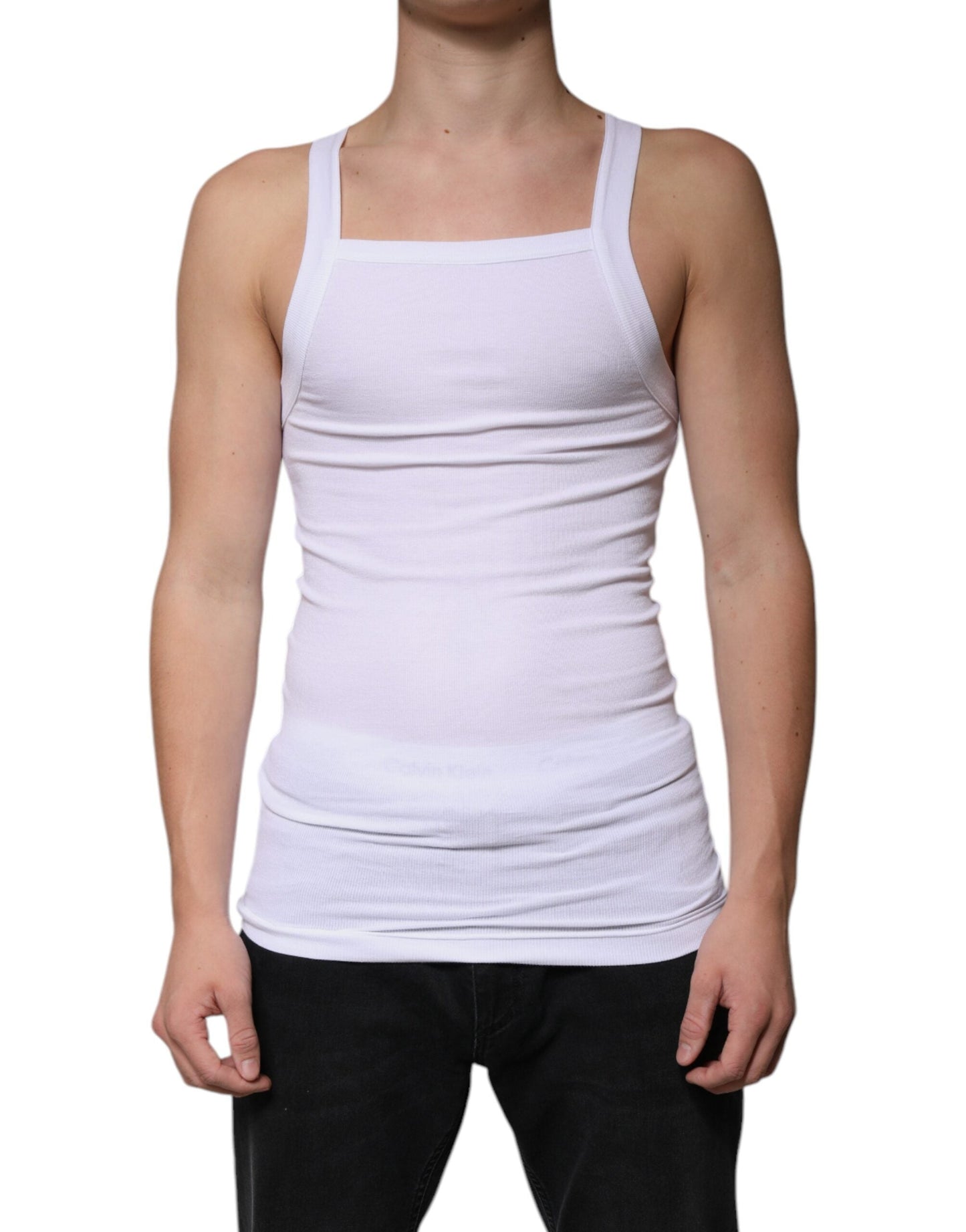 Dolce & Gabbana White Cotton Sleeveless Square Neck Tank T-shirt - IT46 | S