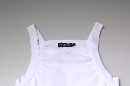 Dolce & Gabbana White Cotton Sleeveless Square Neck Tank T-shirt - IT46 | S