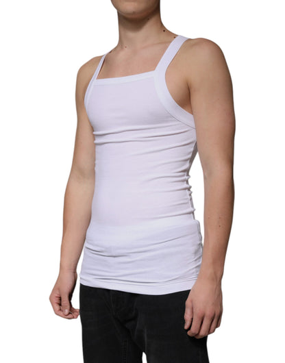 Dolce & Gabbana White Cotton Sleeveless Square Neck Tank T-shirt - IT46 | S