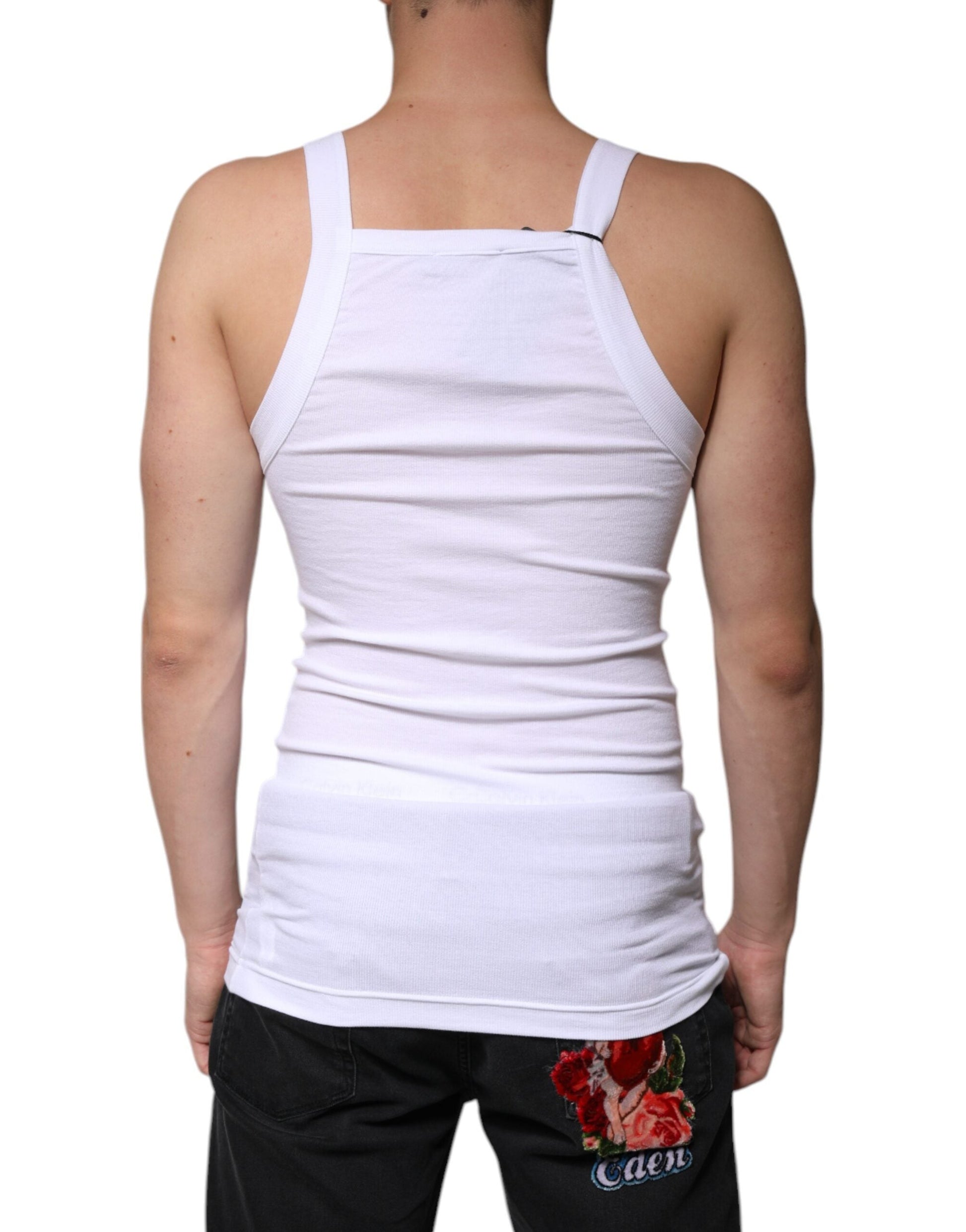 Dolce & Gabbana White Cotton Sleeveless Square Neck Tank T-shirt - IT46 | S