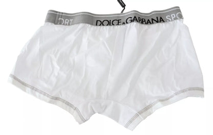 Dolce & Gabbana White Cotton Stretch Regular Boxer Underwear - IT3 | XS