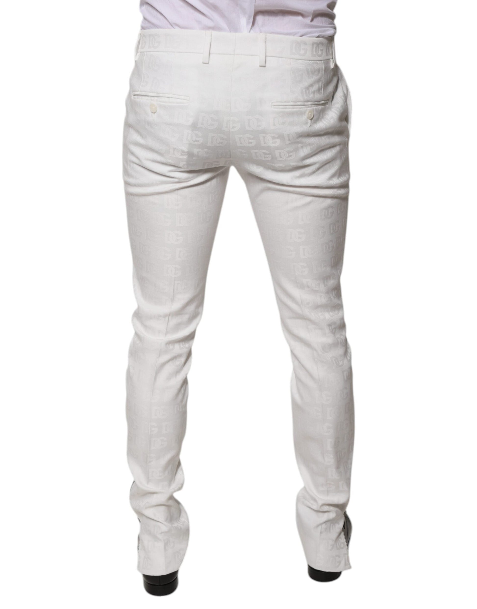 Dolce & Gabbana White Cotton Tapered Formal Dress Pants - IT48 | M