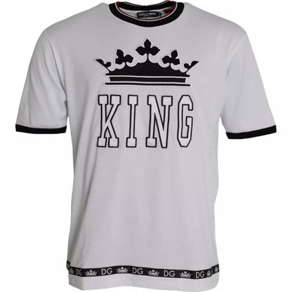 Dolce & Gabbana White Crown King Cotton Crew Neck Men T-shirt - IT48 | M