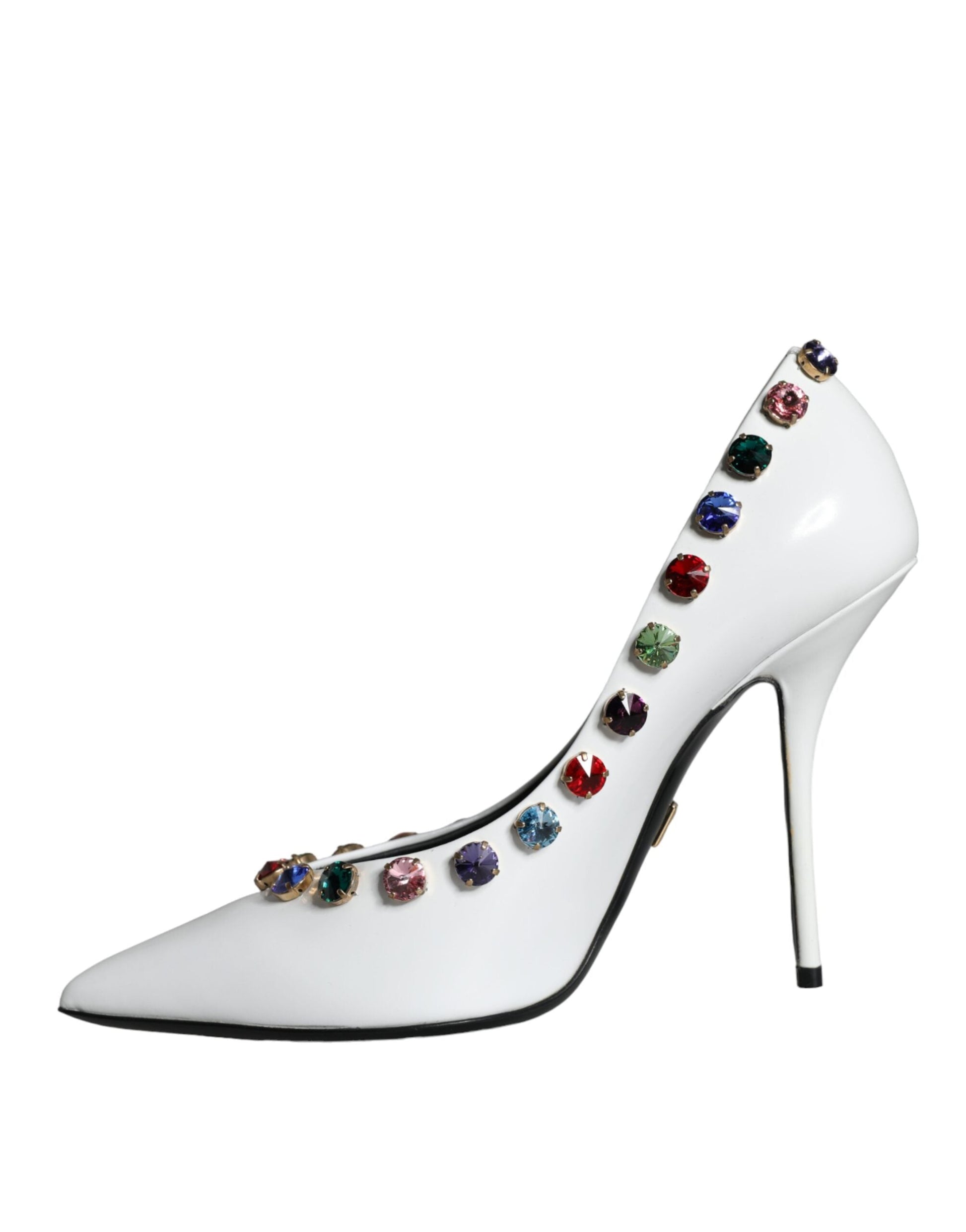 Dolce & Gabbana White Crystal Leather High Heels Pumps Shoes - EU39/US8.5