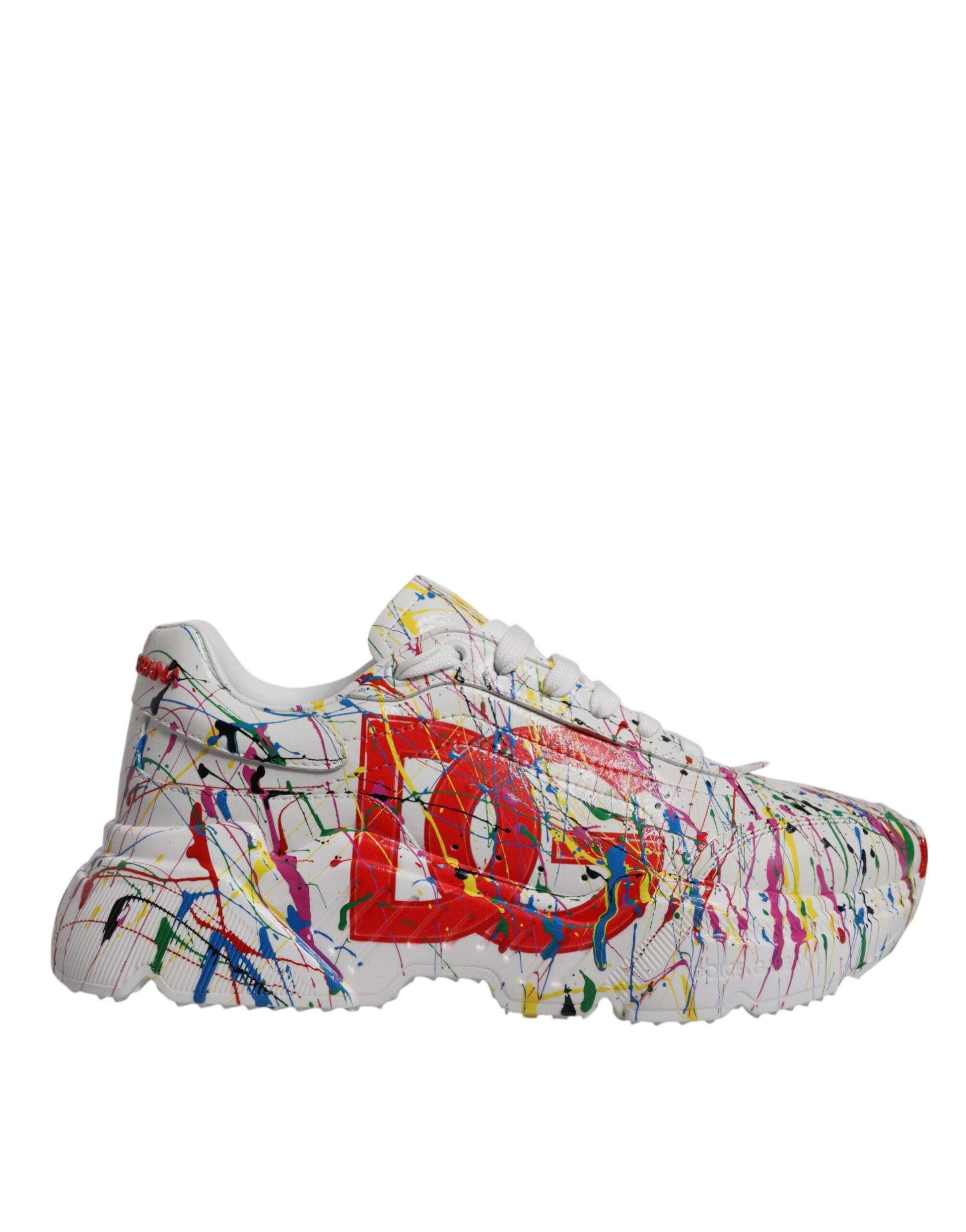 Dolce & Gabbana White Daymaster Hand Painted Sneakers Shoes - EU39.5/US6.5