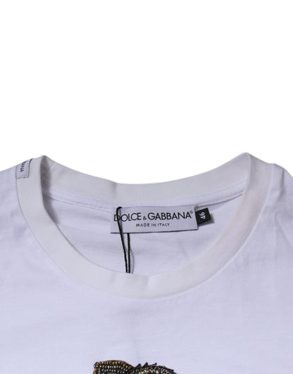 Dolce & Gabbana White DG Logo Cotton Crew Neck T-shirt