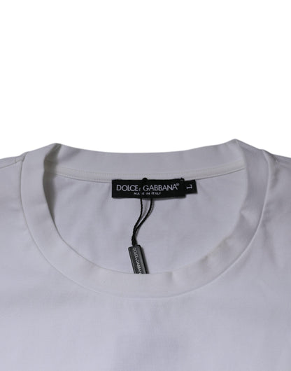 Dolce & Gabbana White DG Logo Cotton Crew Neck T-shirt - IT50 | L