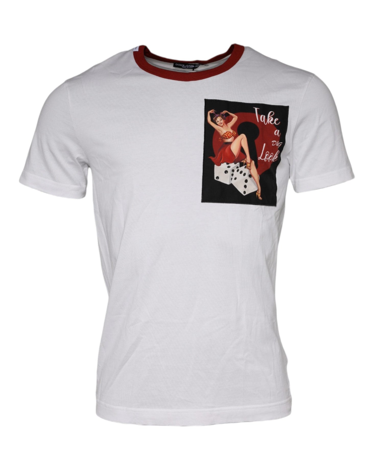 Dolce & Gabbana White Graphic Print Cotton Crew Neck T-shirt - IT46 | S