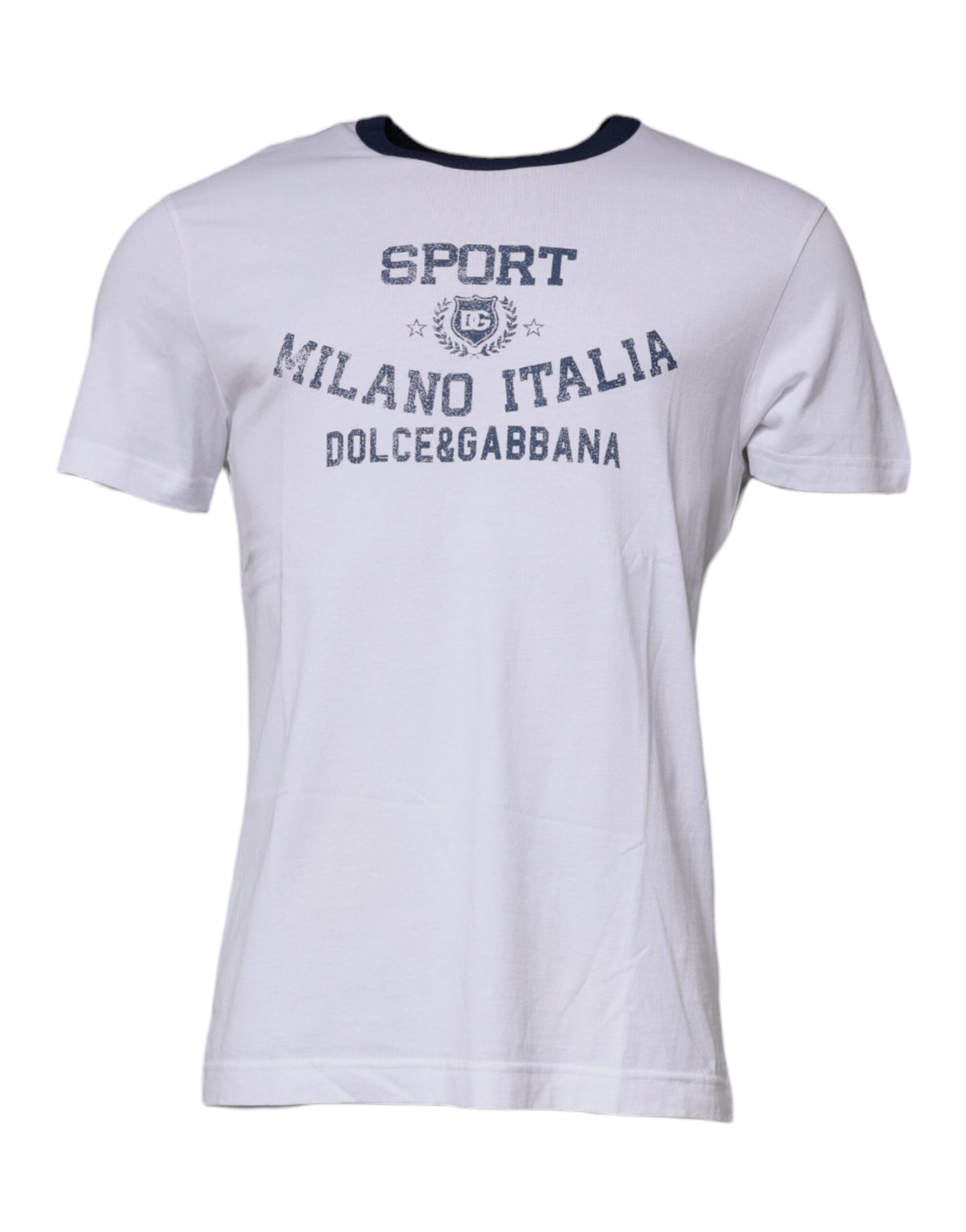 Dolce & Gabbana White Graphic Print Cotton Crew Neck T-shirt - IT48 | M