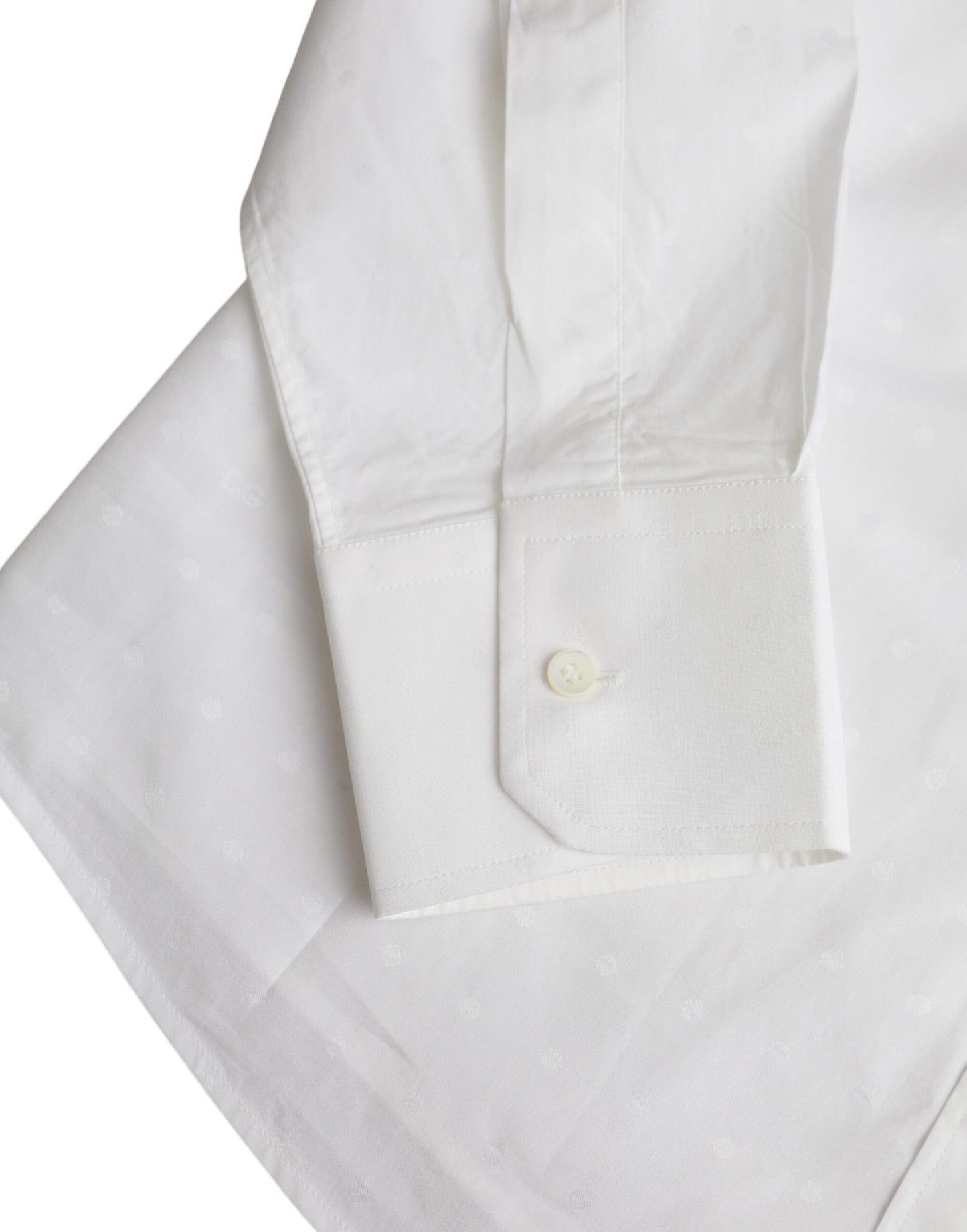 Dolce & Gabbana White Logo Cotton Men Dress GOLD Shirt - IT40 | M