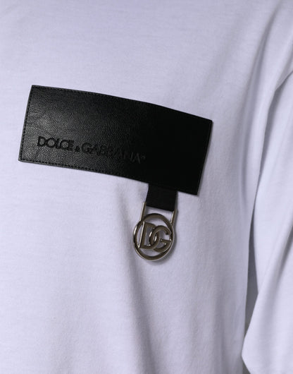 Dolce & Gabbana White Logo Patch Cotton Crew Neck T-shirt - IT50 | L