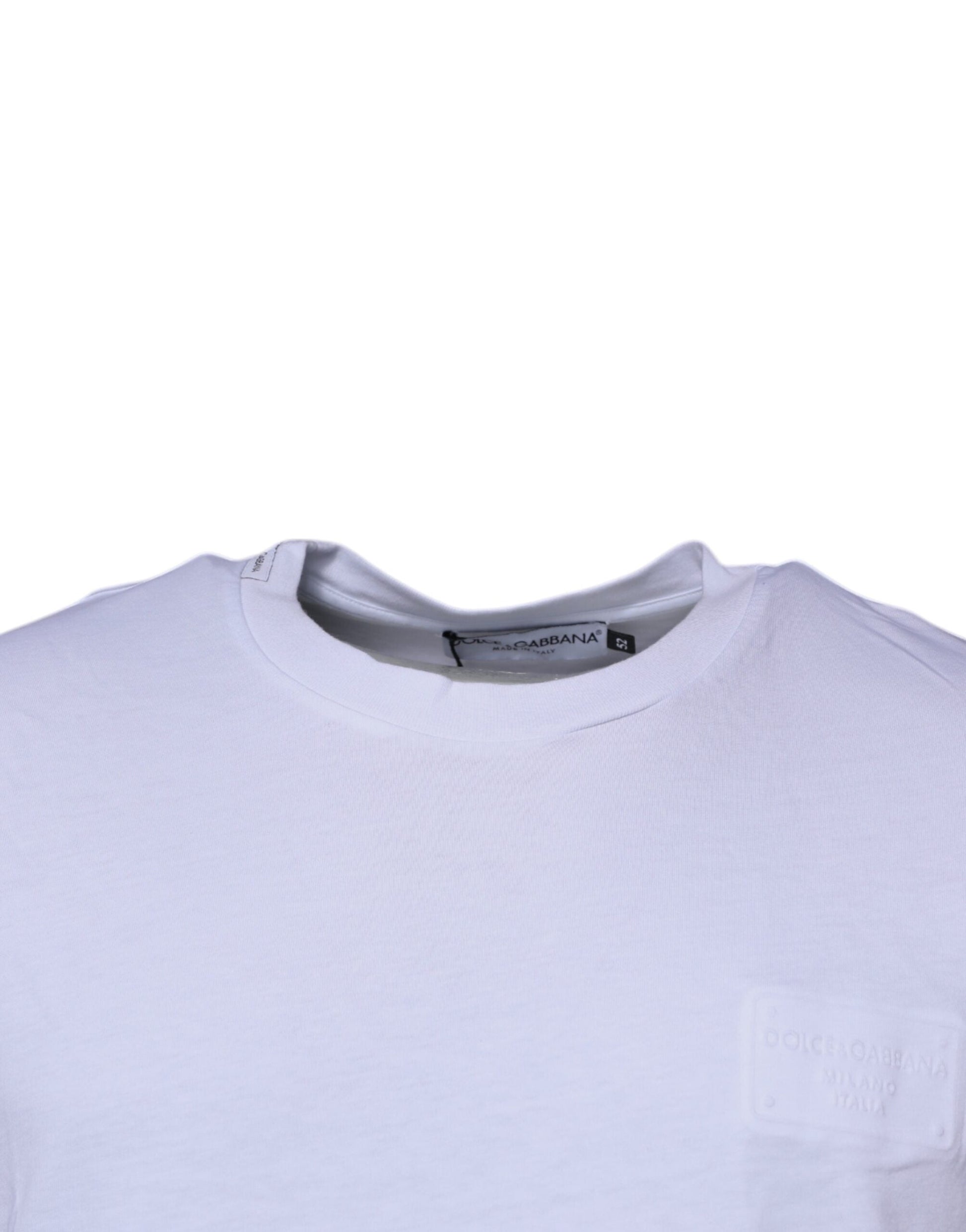 Dolce & Gabbana White Logo Patch Cotton Crew Neck T-shirt - IT52 | XL