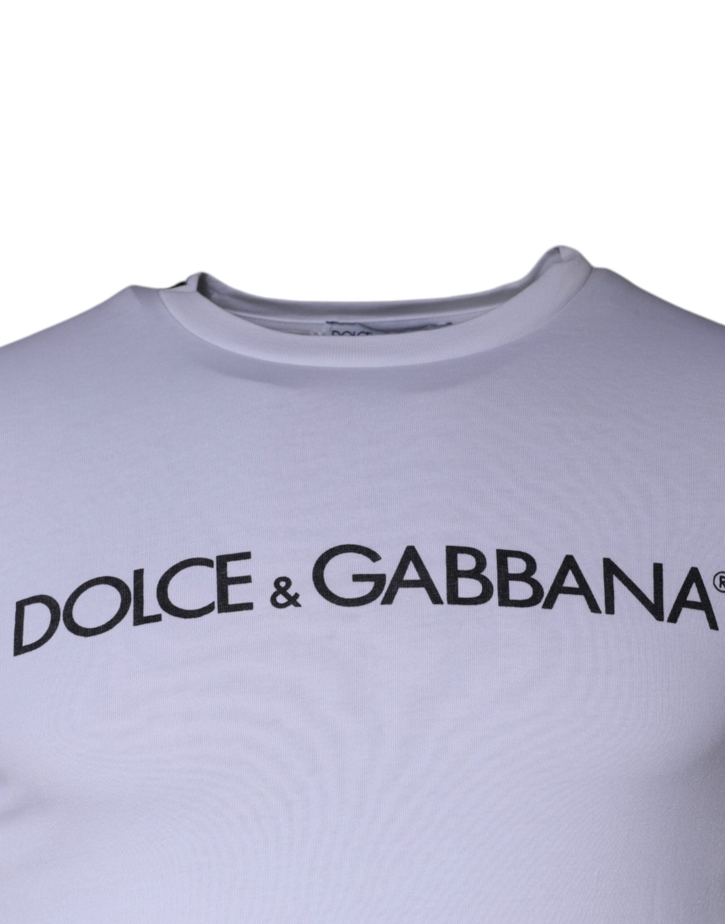 Dolce & Gabbana White Logo Print Cotton Crew Neck T-shirt - IT44 | XS