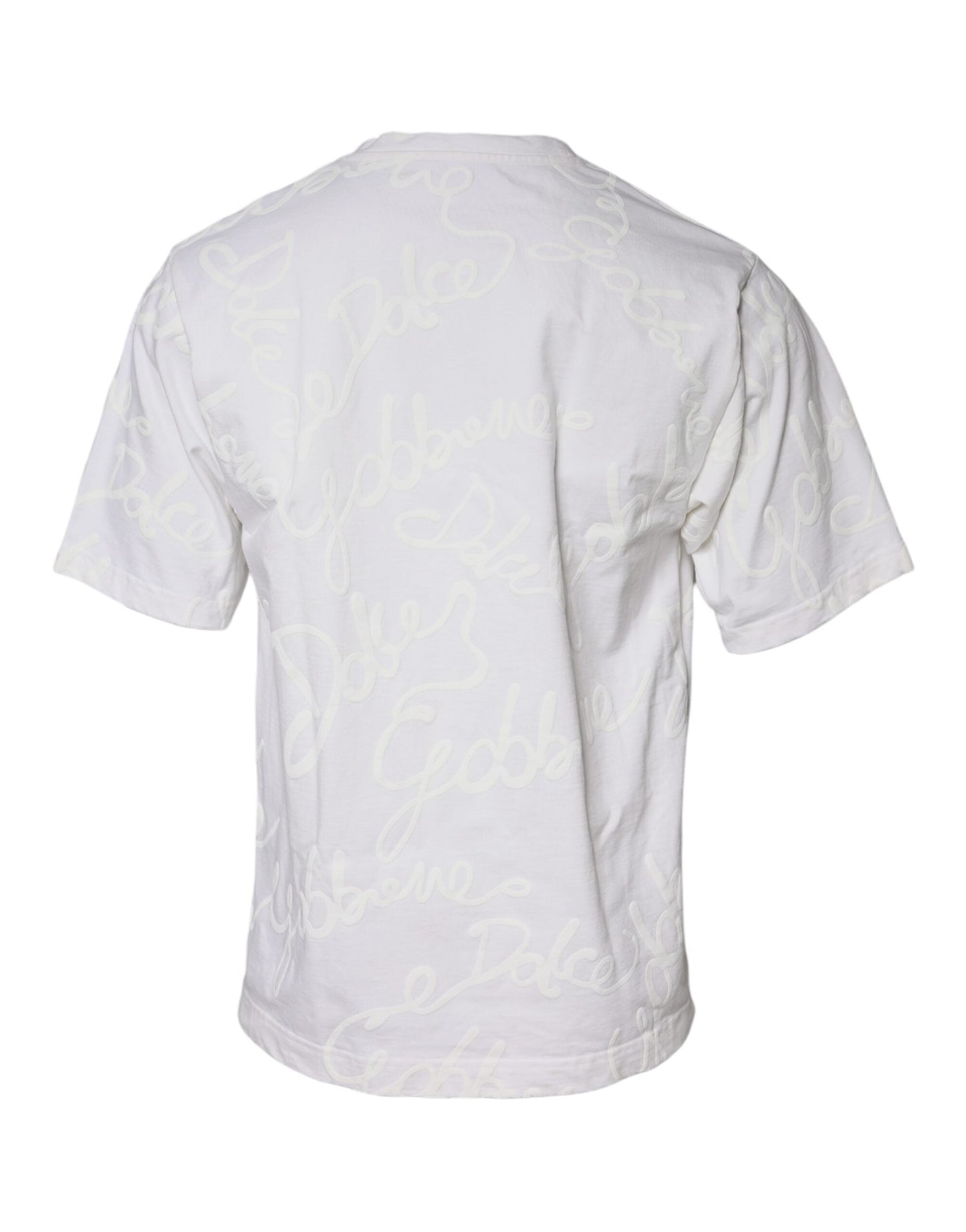 Dolce & Gabbana White Logo Print Cotton Crew Neck T-shirt - IT46 | S