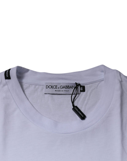 Dolce & Gabbana White Logo Print Cotton Crew Neck T-shirt - IT46 | S