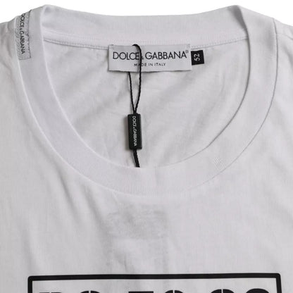 Dolce & Gabbana White Logo Round Neck Short Sleeves T-shirt - IT52 | XL