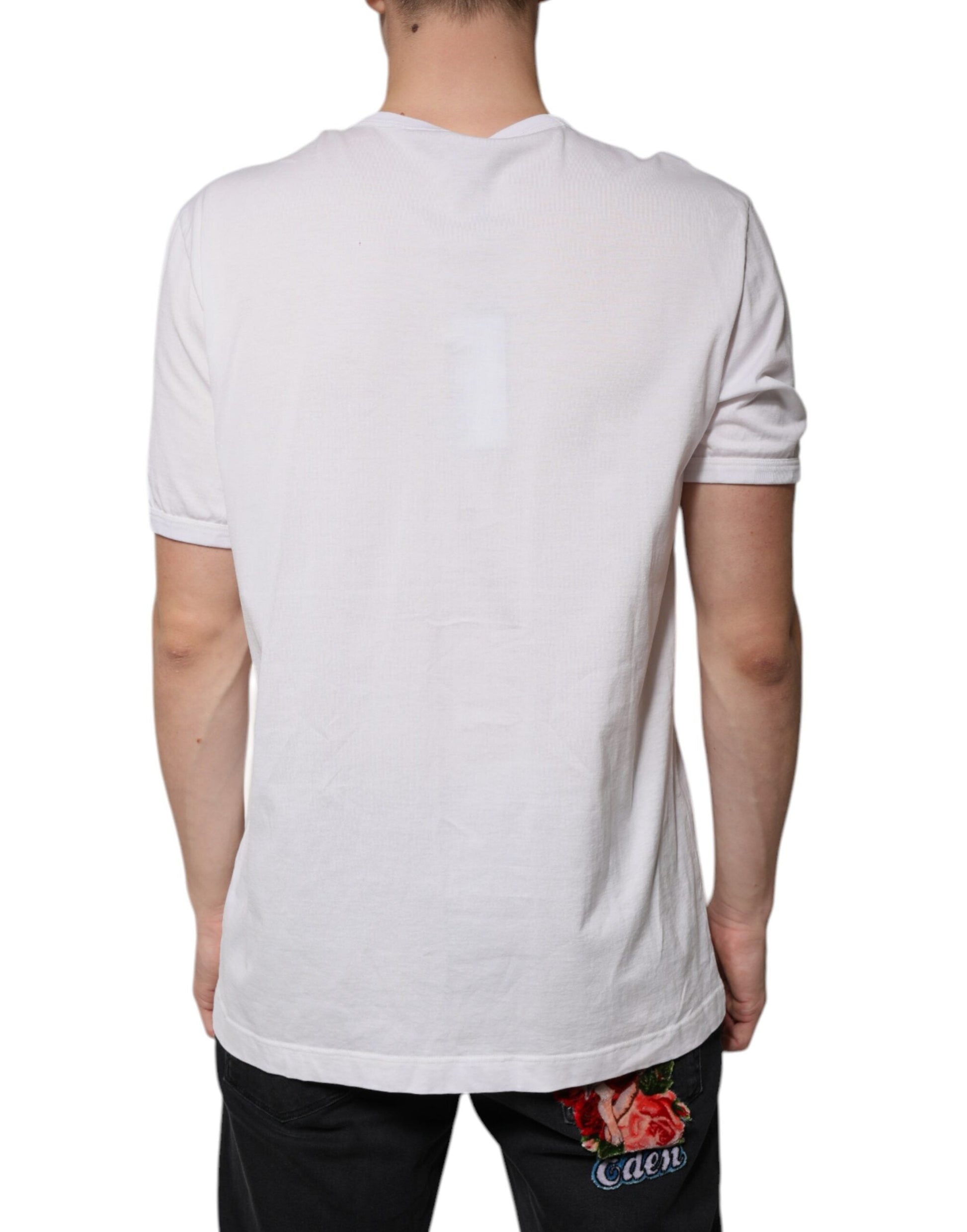 Dolce & Gabbana White Logo V-neck Short Sleeve T-shirt - IT56 | XXL