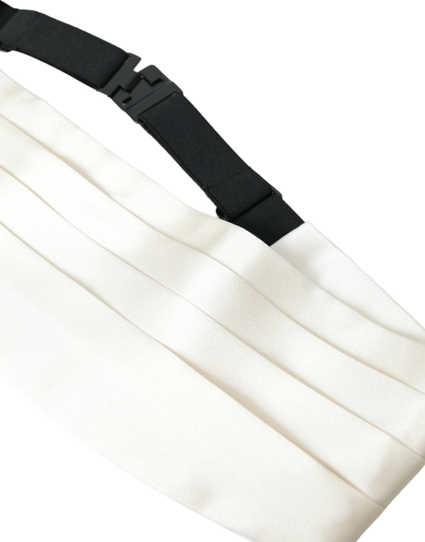 Dolce & Gabbana White Men Wide Waist Silk Belt Cummerbund - IT48 | M