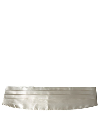 Dolce & Gabbana White Men Wide Waist Silk Belt Cummerbund - IT48 | M