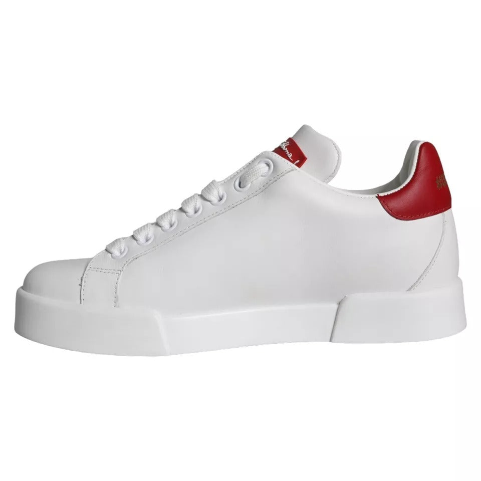 Dolce & Gabbana White Patch Calfskin Nappa Portofino Sneakers Shoes - EU35/US4.5