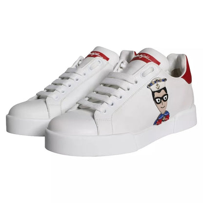 Dolce & Gabbana White Patch Calfskin Nappa Portofino Sneakers Shoes - EU35/US4.5