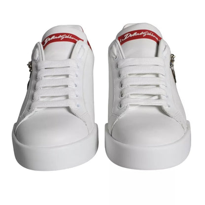 Dolce & Gabbana White Patch Calfskin Nappa Portofino Sneakers Shoes - EU35/US4.5