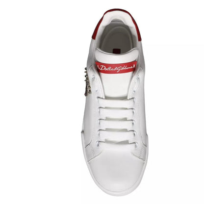 Dolce & Gabbana White Patch Calfskin Nappa Portofino Sneakers Shoes - EU35/US4.5