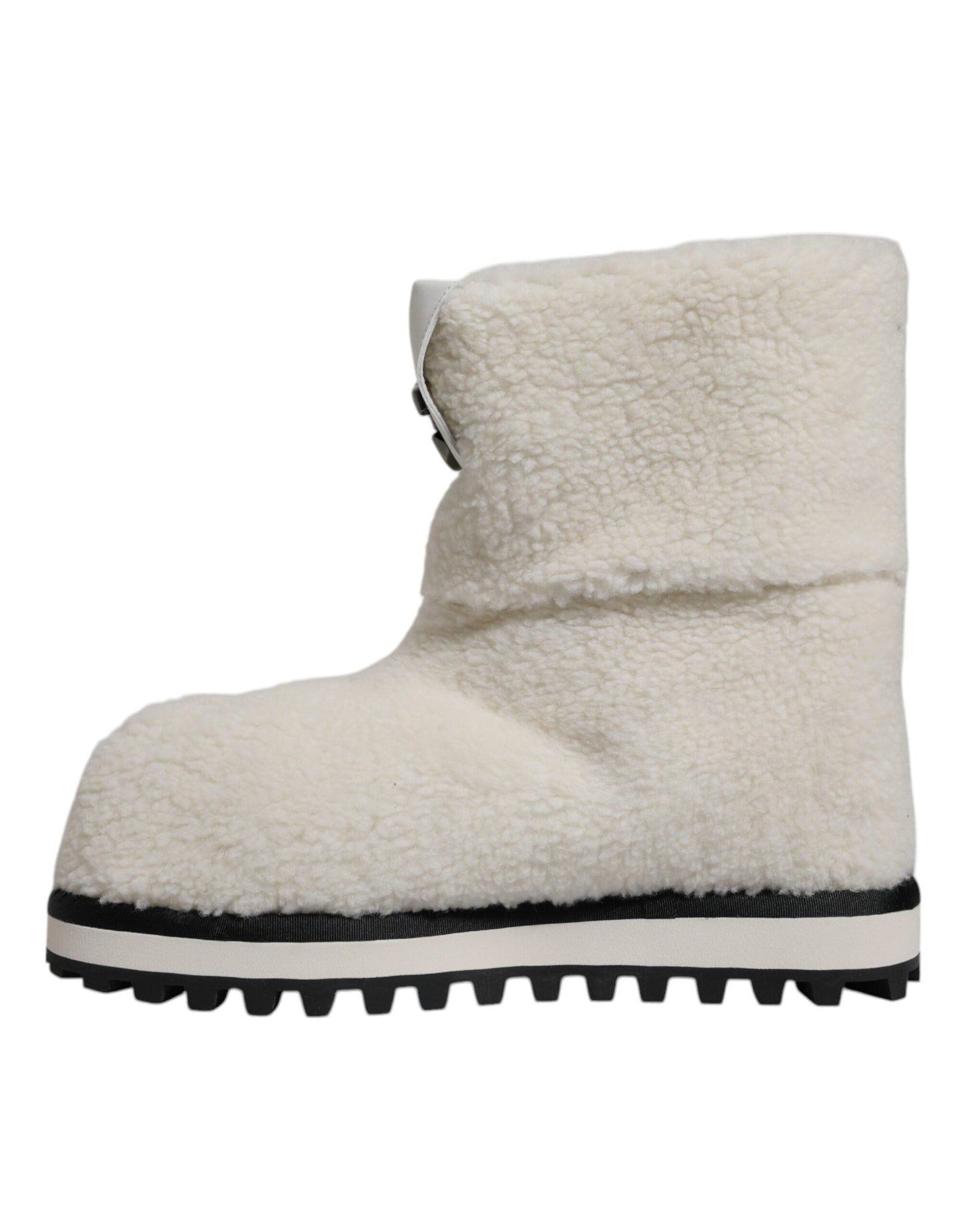 Dolce & Gabbana White Plush Logo Padded Mid Calf Boots Shoes - EU44/US11