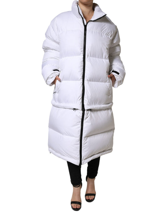 Dolce & Gabbana White Puffer Quilted Full Zip Coat Jacket - IT40|S