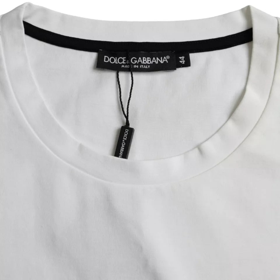 Dolce & Gabbana White Red Lips Print Cotton Men T-shirt - IT46 | S