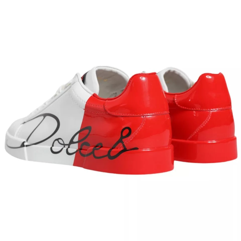 Dolce & Gabbana White Red Portofino Low Top Sneakers Shoes - EU44/US11