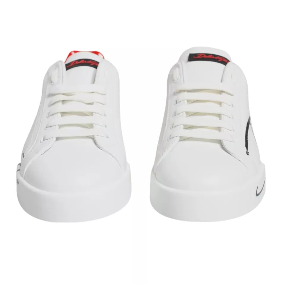 Dolce & Gabbana White Red Portofino Low Top Sneakers Shoes - EU44/US11