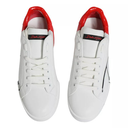 Dolce & Gabbana White Red Portofino Low Top Sneakers Shoes - EU44/US11