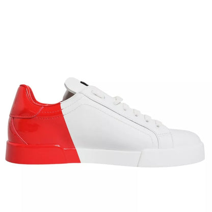 Dolce & Gabbana White Red Portofino Low Top Sneakers Shoes - EU44/US11