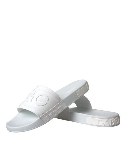 Dolce & Gabbana White Rubber Slides Sandals Beachwear Shoes - EU47/US14