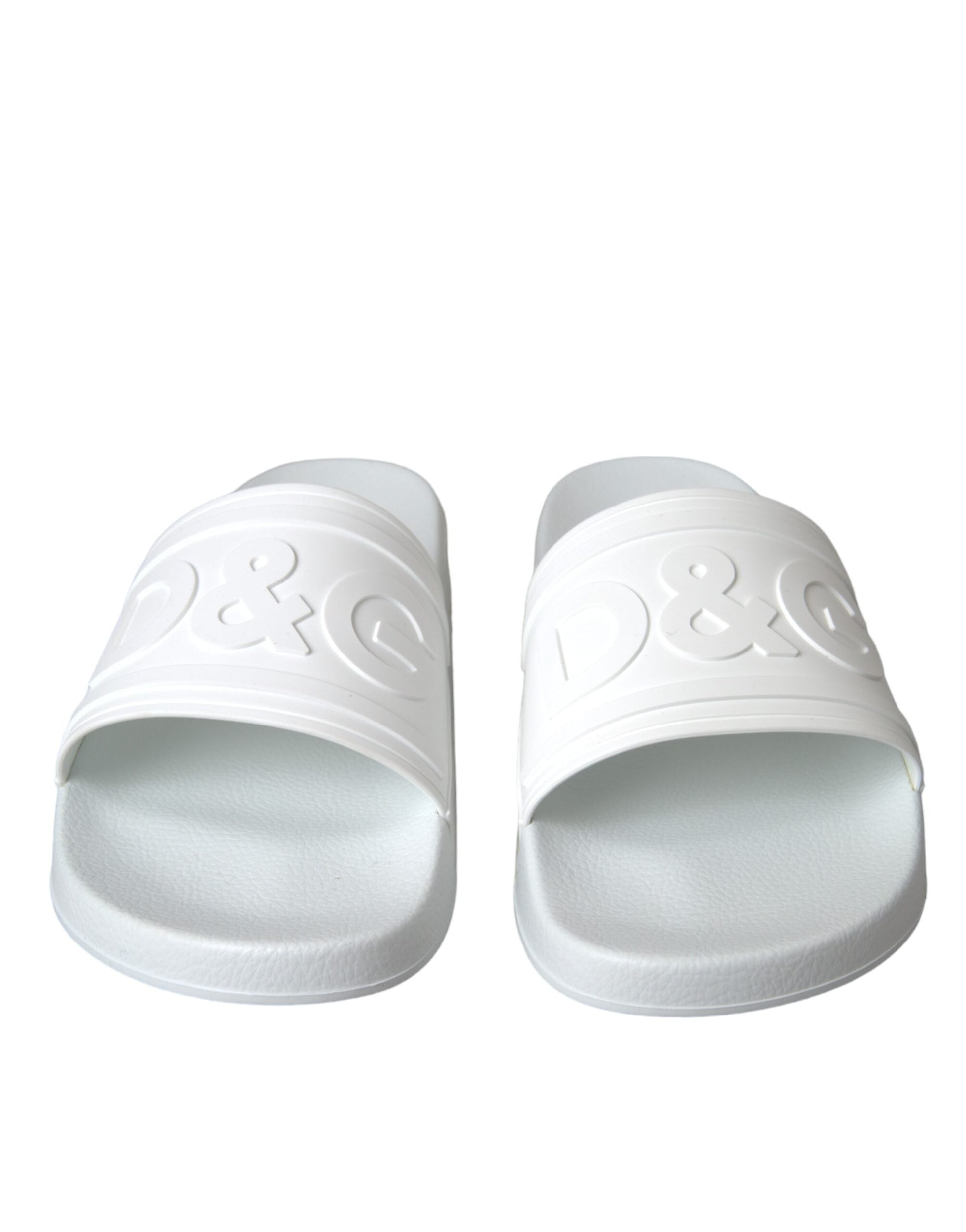 Dolce & Gabbana White Rubber Slides Sandals Beachwear Shoes - EU47/US14