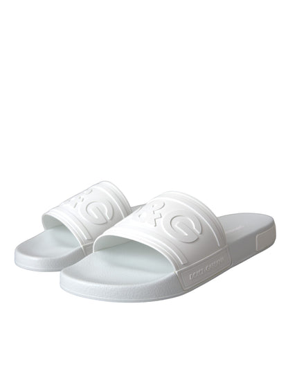 Dolce & Gabbana White Rubber Slides Sandals Beachwear Shoes - EU47/US14