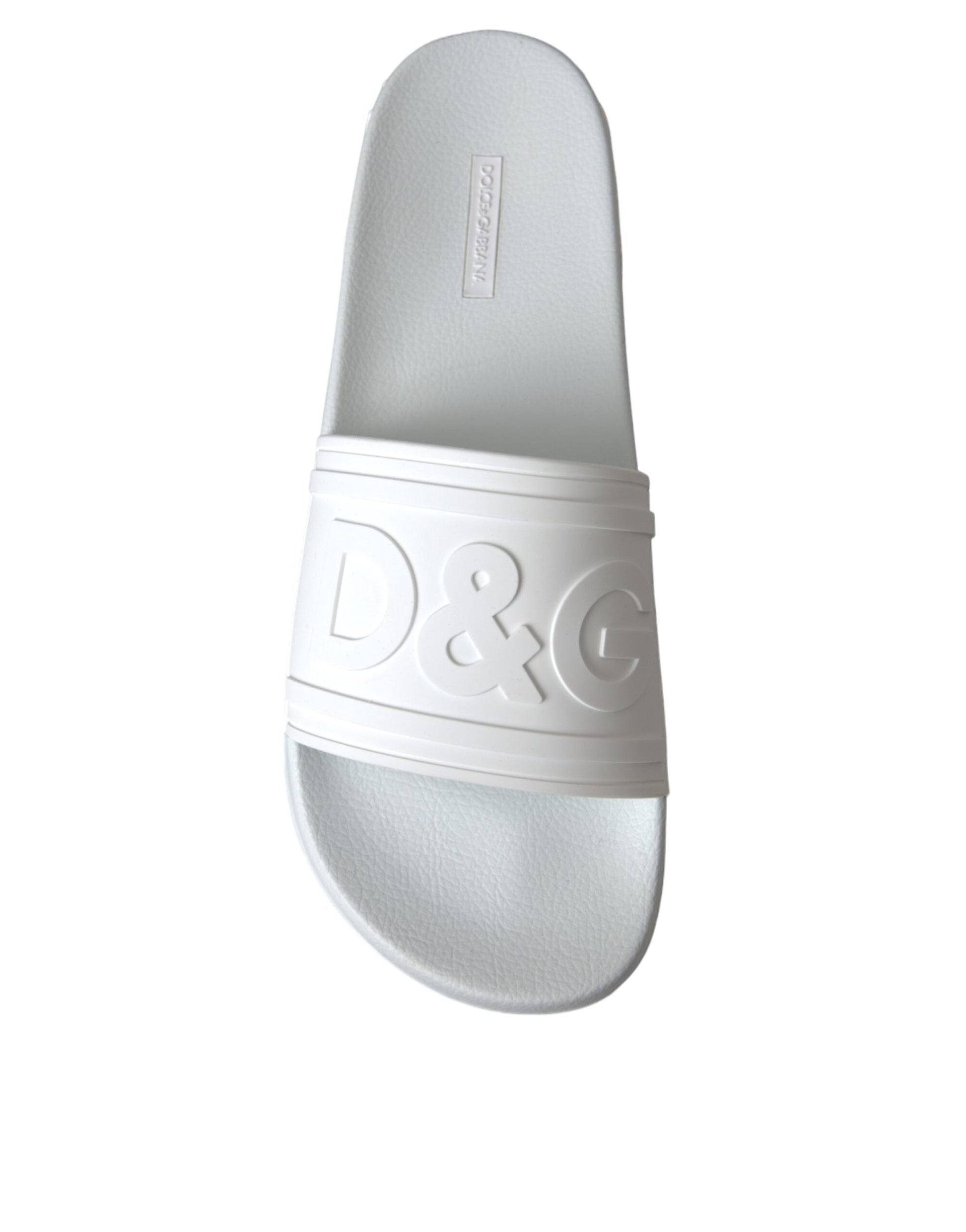 Dolce & Gabbana White Rubber Slides Sandals Beachwear Shoes - EU47/US14